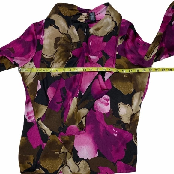 NEW Directions Floral Tie-Neck Blouse Size Medium - Picture 4 of 10